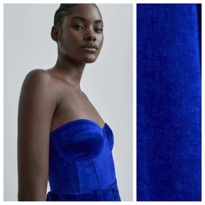 NWT. Massimo Dutti Studio Royal Blue Sweetheart Neckline Bustier Top. Size L.